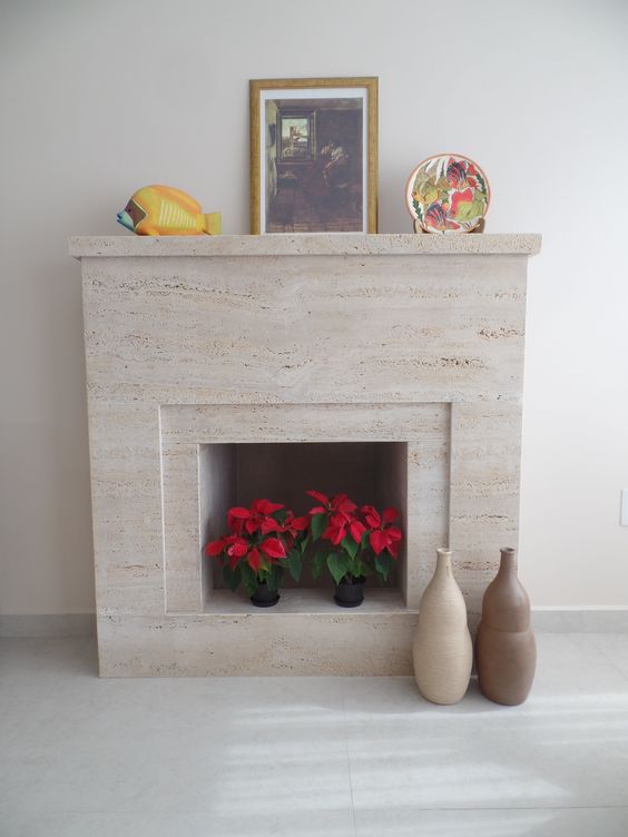 Travertine Fireplace